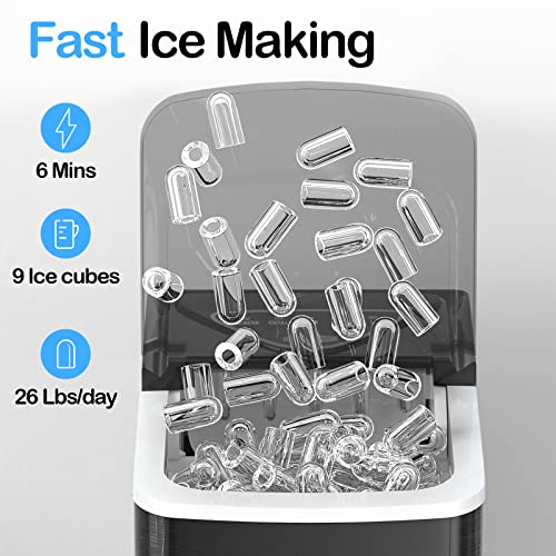 Black Countertop Ice Maker with Scoop and Basket Q952