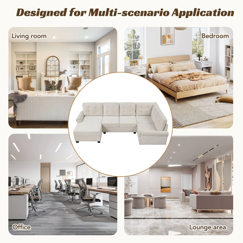 Beige U-Shaped Sectional Sofa H768068