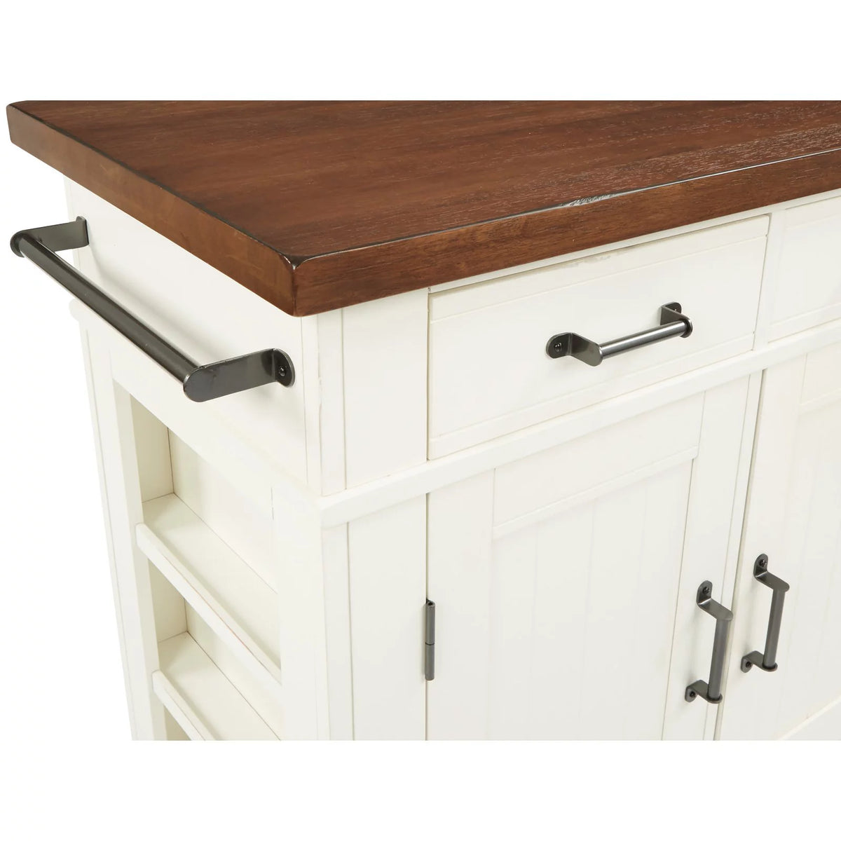 Black Kitchen Island with Vintage Oak Top E70097