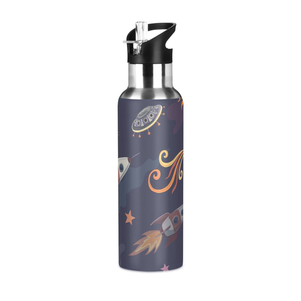 Stainless Steel Insulated Thermos Vacuum Flask Water Bottle with Straw Lid D290