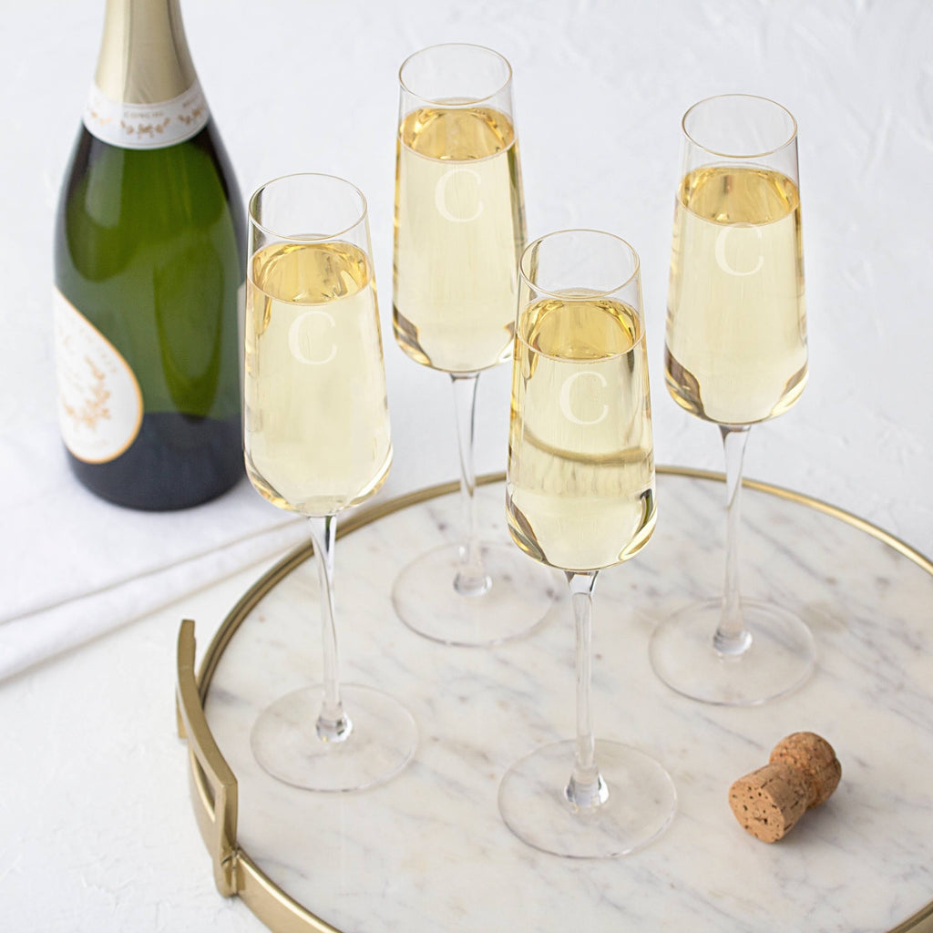 Set of 4 Monogram Champagne Flutes Y2545