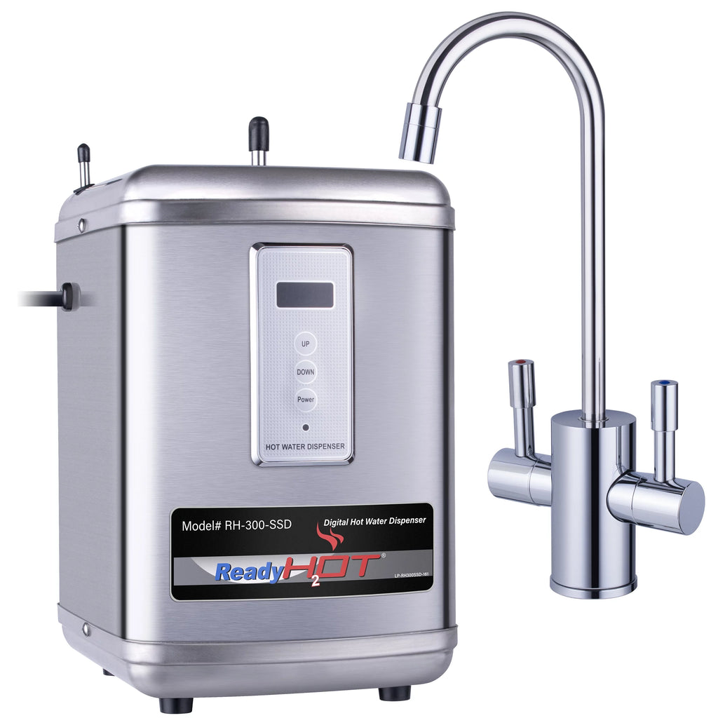 Digital Hot Water Dispenser 1300W with Brushed Nickel 2 Handle Faucet J69989