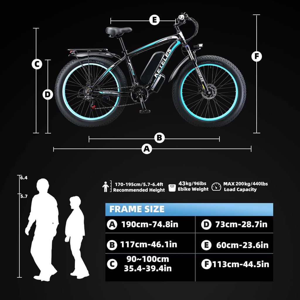 750W Electric Mountain Bike 26" Fat Tire Removable Battery O630184