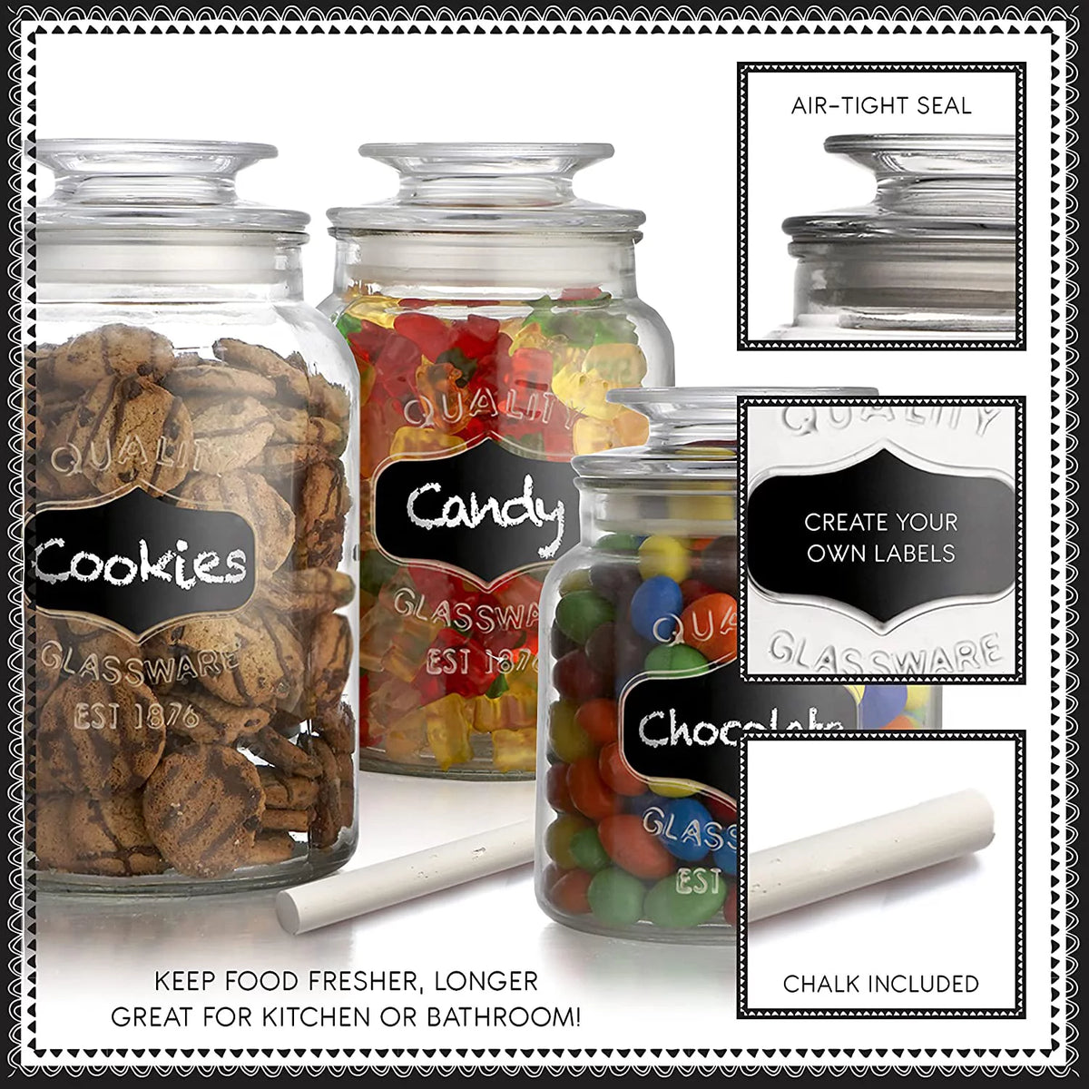 Clear Glass Food Storage Containers Set of 3 L698