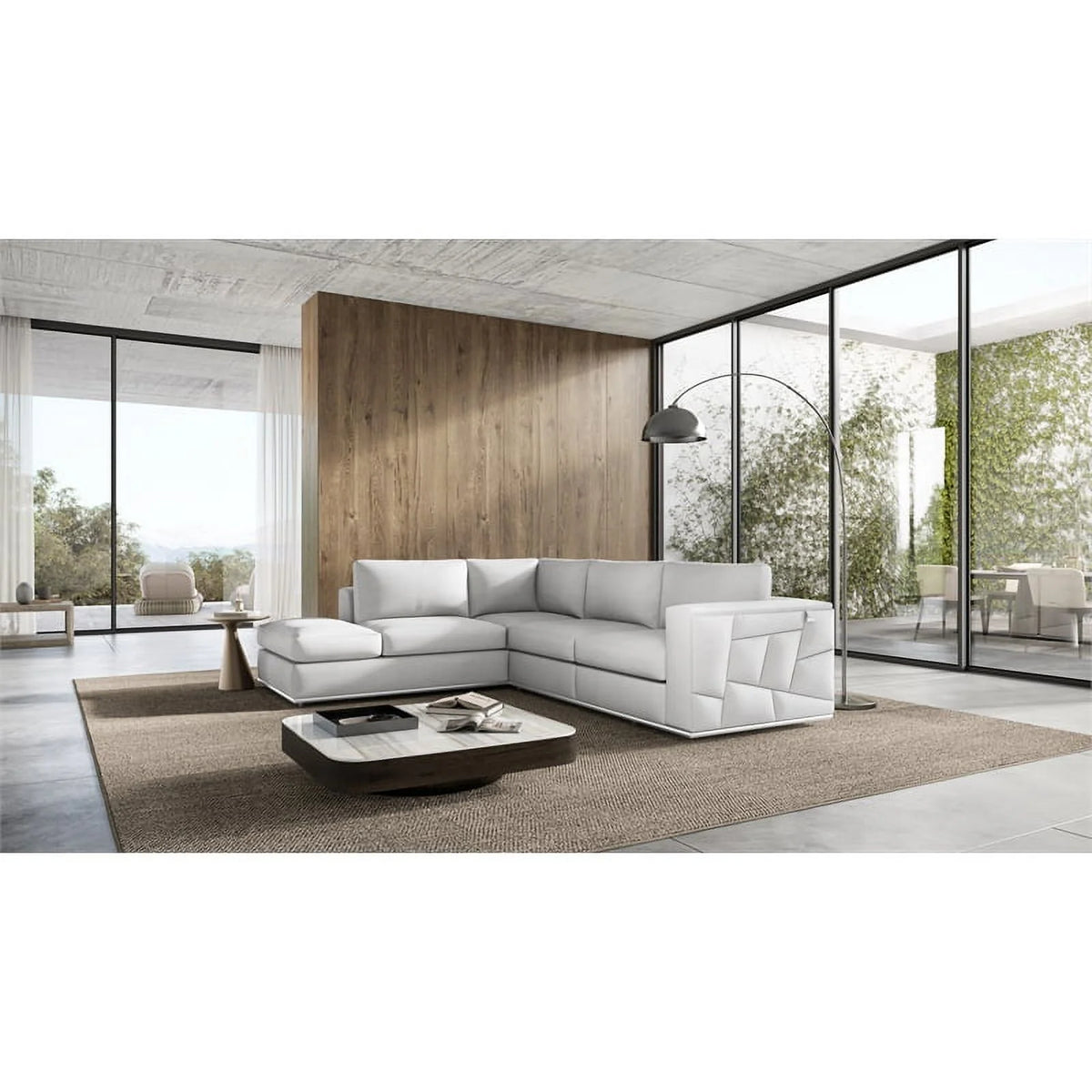White Italian Top Grain Leather Sectional L6404