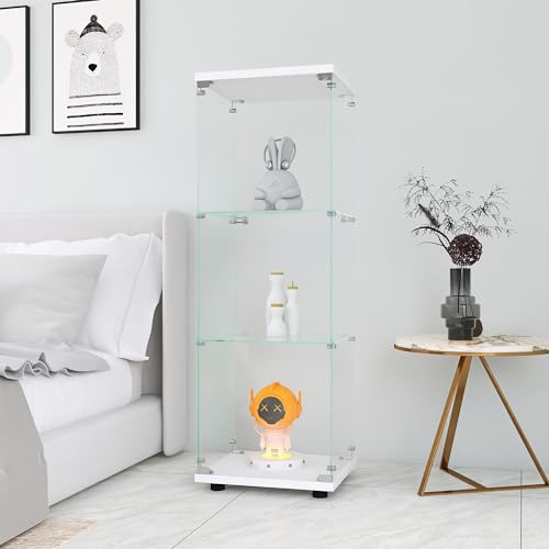 White 3 Shelves Glass Display Cabinet U15844