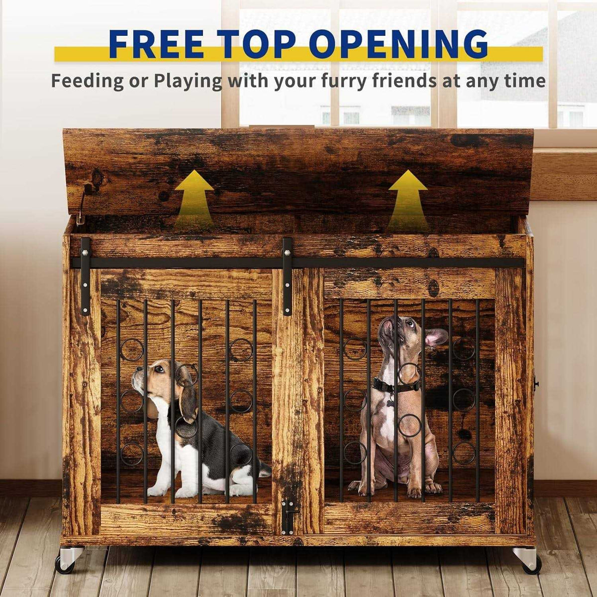 39'' Movable Dog Crate with Wheels T8536