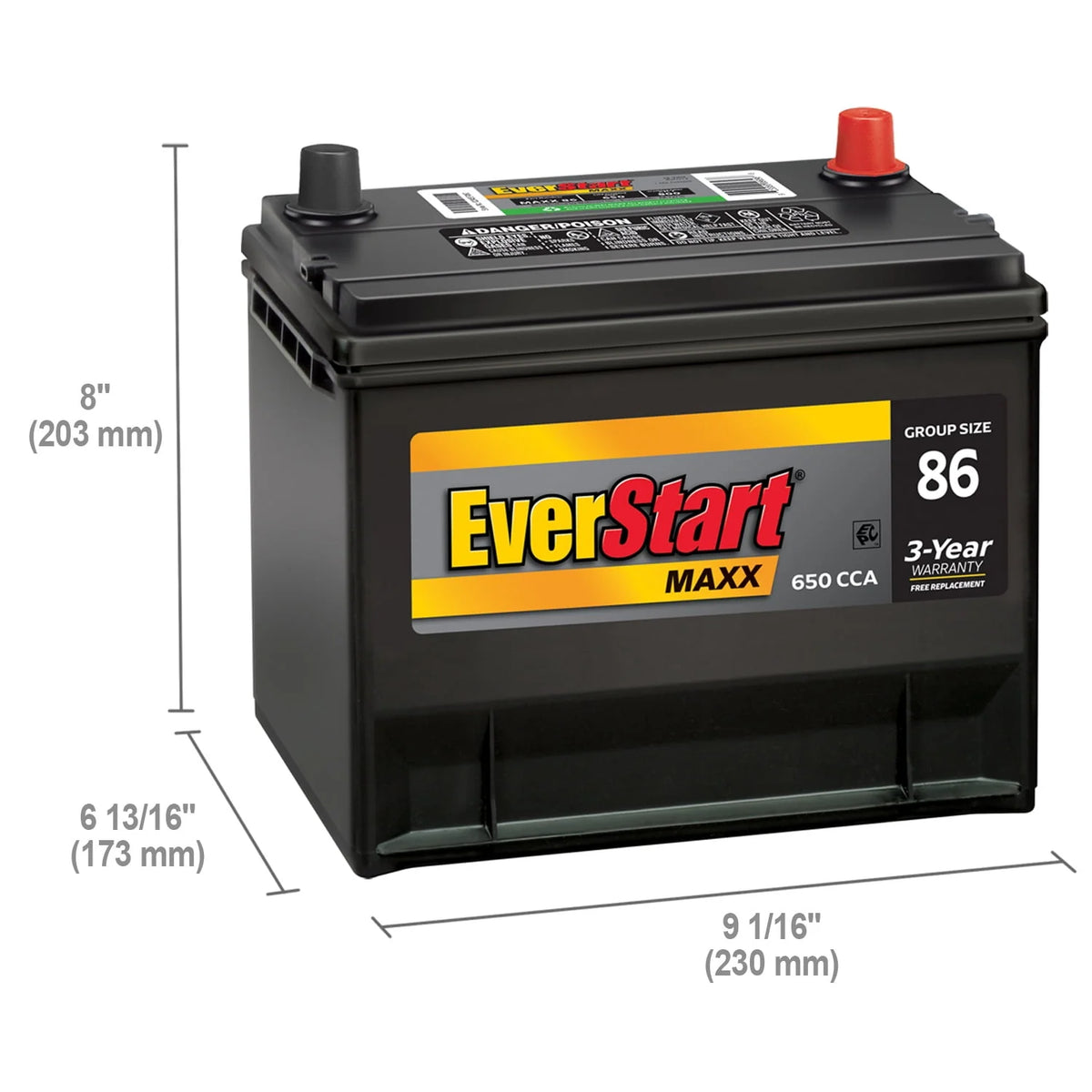 Group Size 86 12 Volt 630 CCA Lead Acid Automotive Battery I616