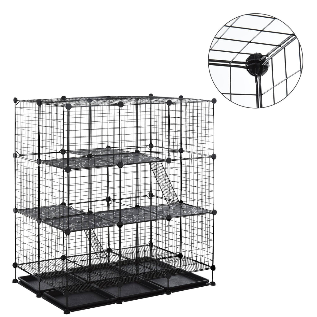 Black Steel Pet Playpen with Trays Z80721
