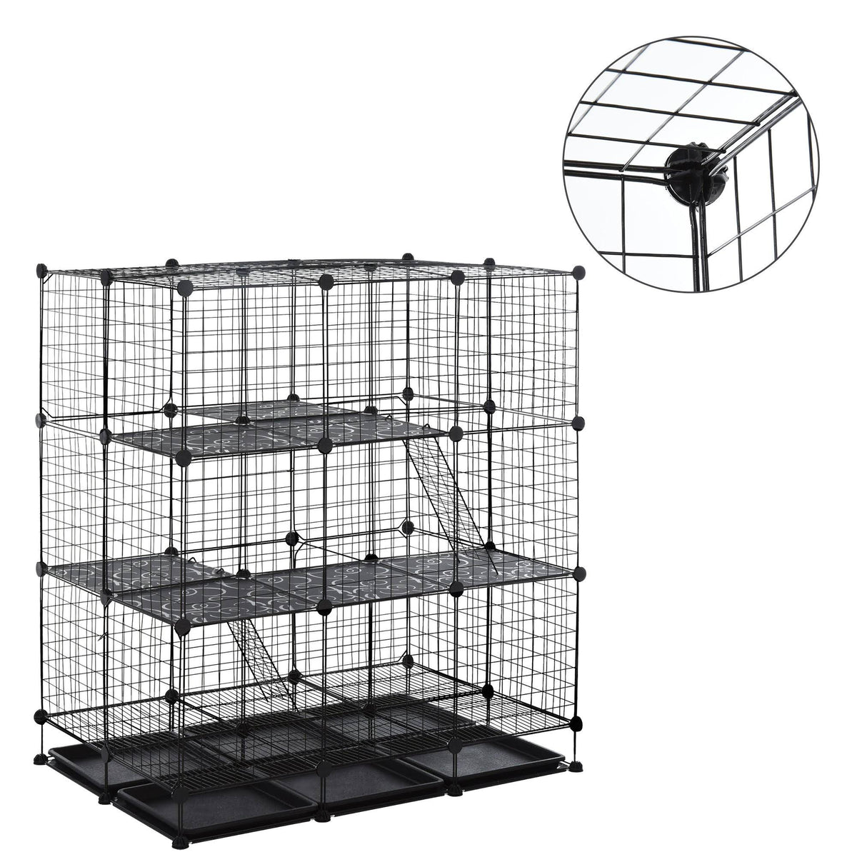 Black Steel Pet Playpen with Trays Z80721