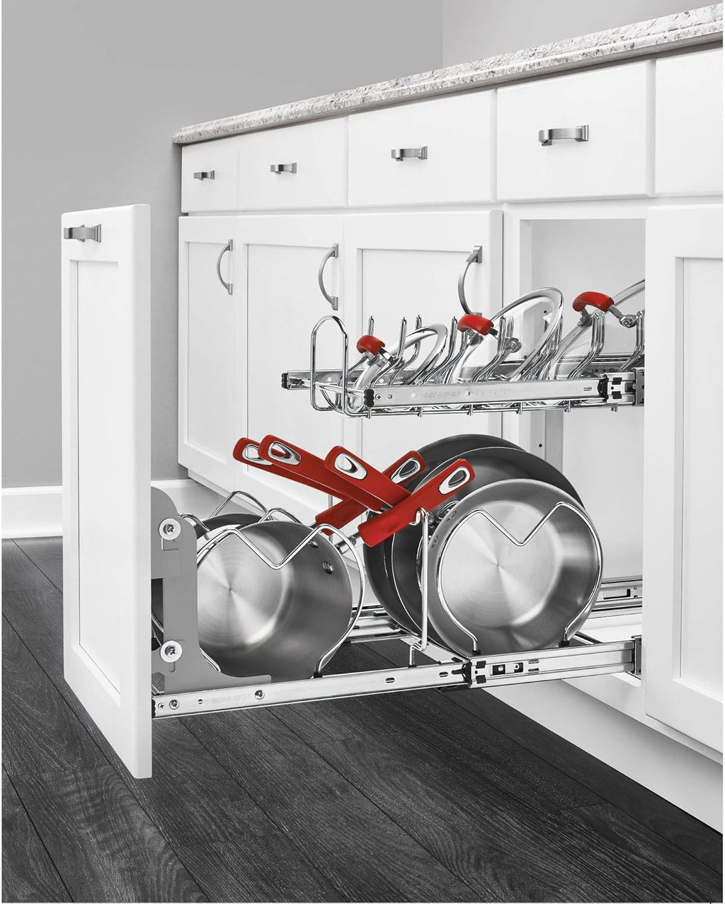 12-Inch 2-Tier Wire Pull Out Kitchen Cabinet Organizer, Chrome Q9558