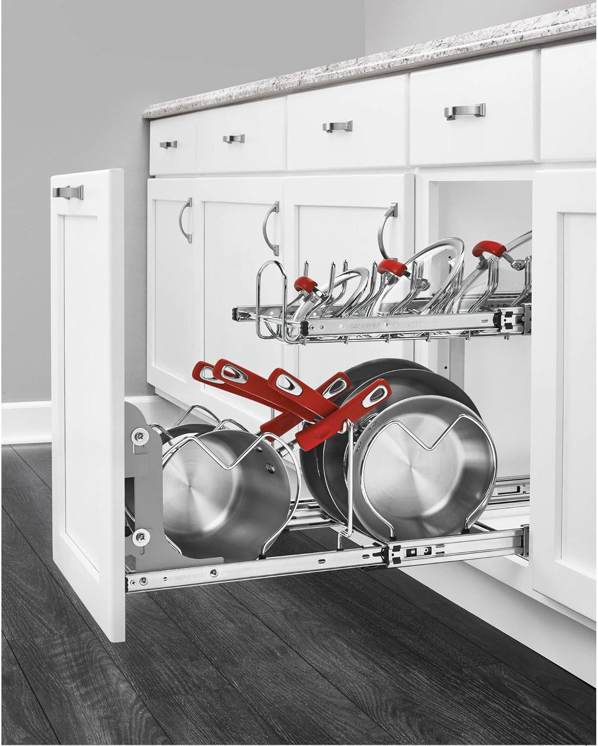 12-Inch 2-Tier Wire Pull Out Kitchen Cabinet Organizer, Chrome Q9558