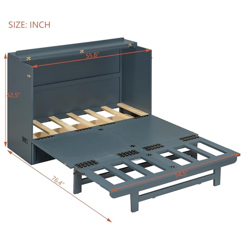 Gray Full Size Murphy Bed with Storage Drawer O66539