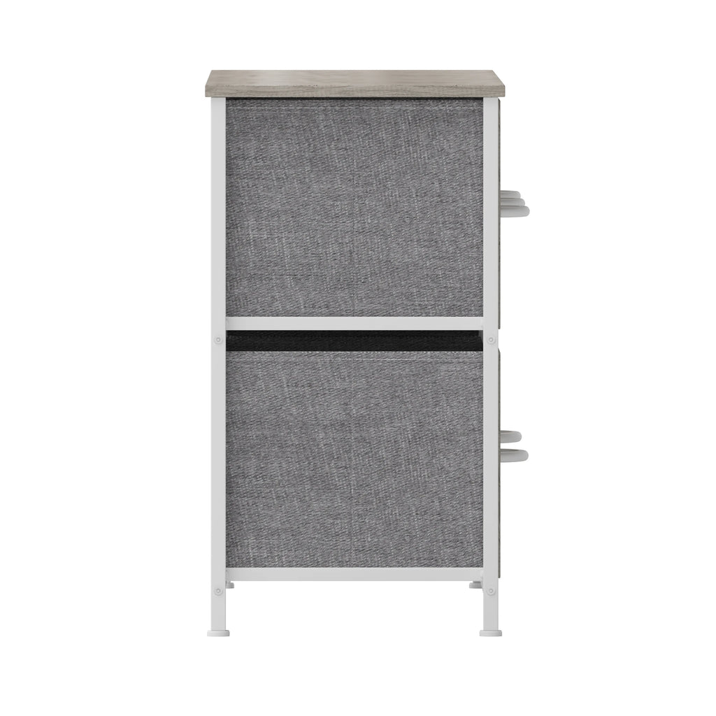 5 Drawer Storage Dresser with White Cast Iron Frame and Light Natural Wood Top E838959