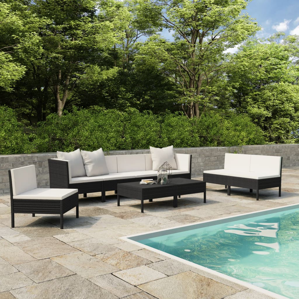 9 Piece Patio Lounge Set with Cushions Poly Rattan Outdoor Sectional Sofa Set V61579