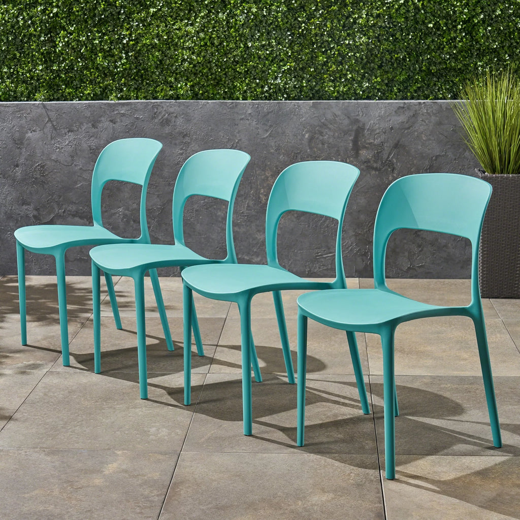Plastic Stacking Dining Chairs Set of 4 D36823