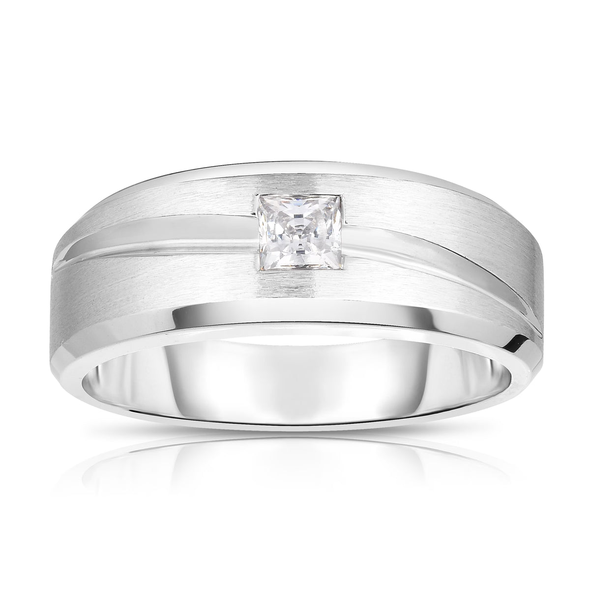 Solitaire Diamond Ring 1/3 ct Square-cut 10K White Gold G847