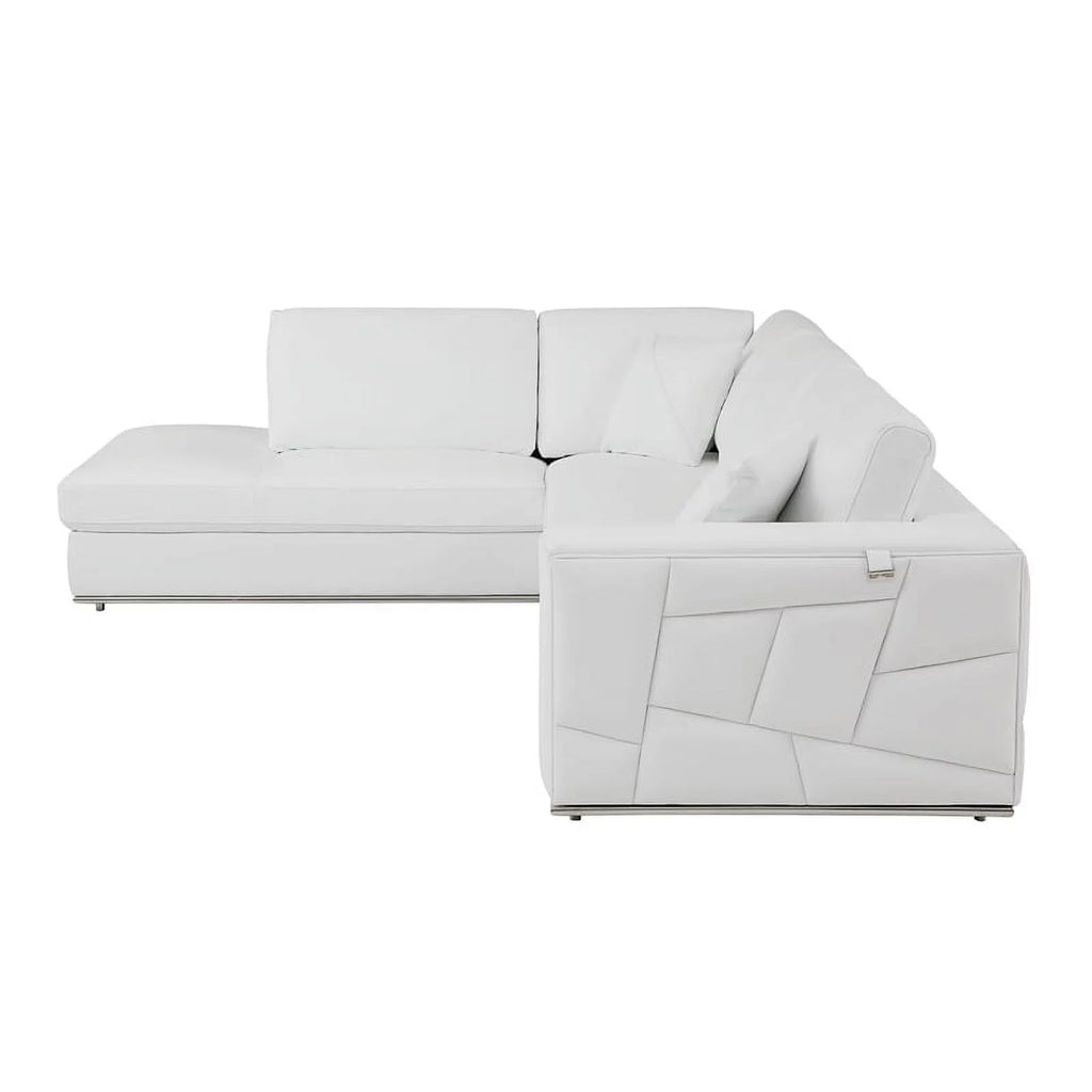 White Italian Top Grain Leather Sectional L6404