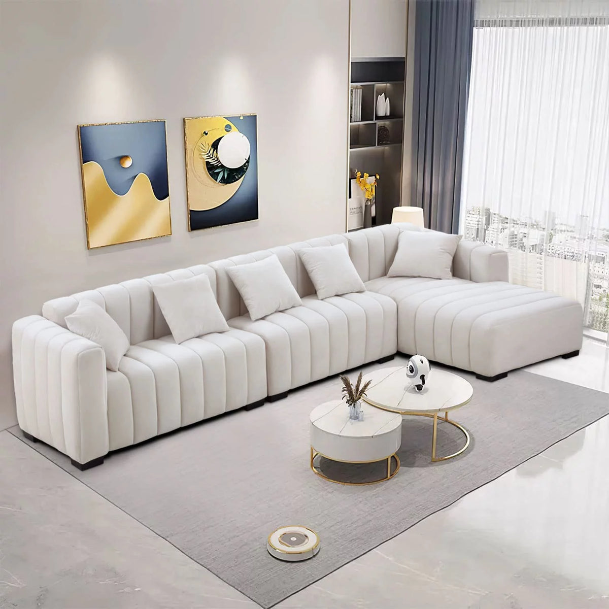139" L Shaped Sectional Sofa with Ottoman D477350