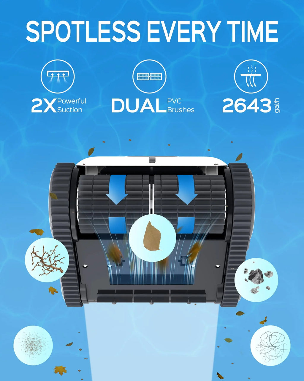 Cordless Robotic Pool Cleaner with Wall Climbing L8626