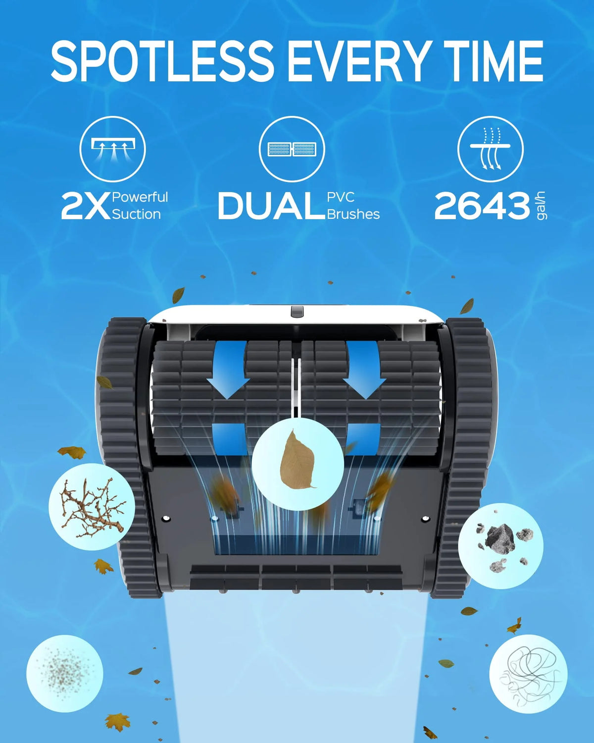 Cordless Robotic Pool Cleaner with Wall Climbing L8626