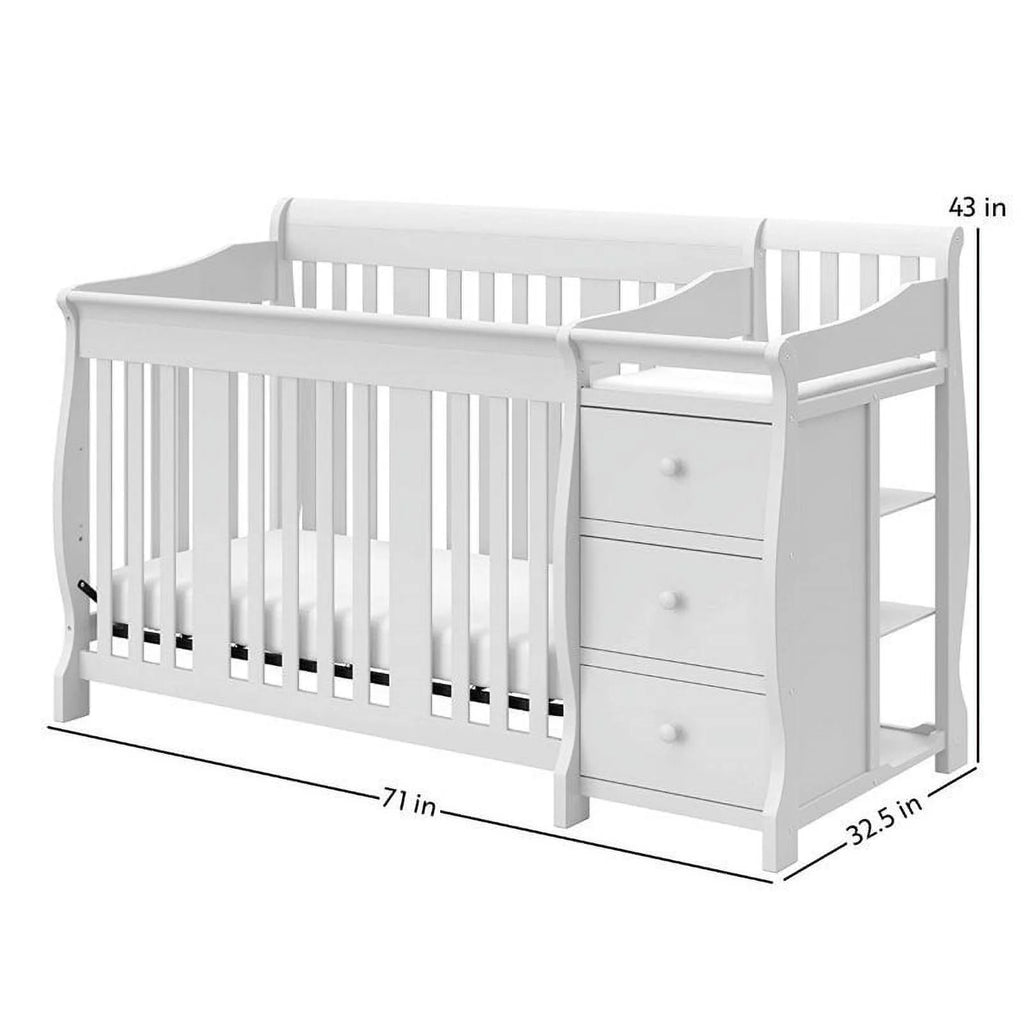 4-in-1 Convertible Crib and Changing Table Set in White R8142