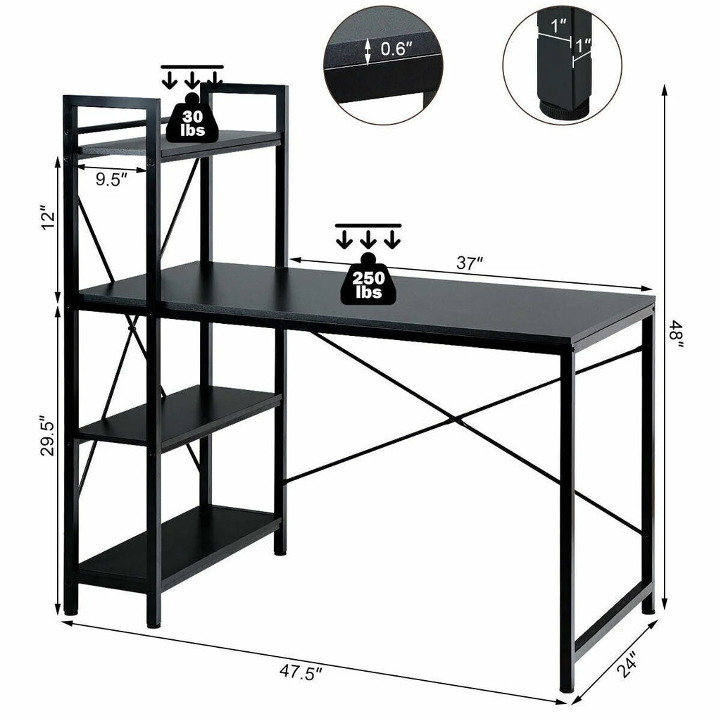 47.5" Computer Desk with 4 Tier Shelves C45487