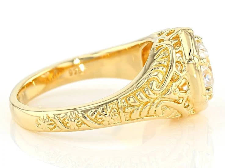 14K Yellow Gold Over Silver Moissanite Ring K997