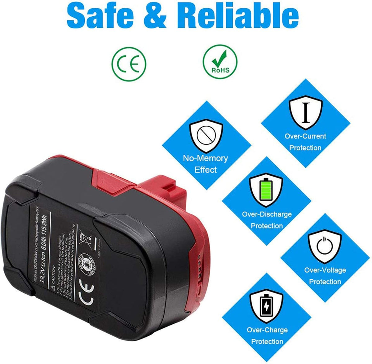 4-Pack 6.0Ah Lithium ion Battery for Craftsman 19.2Volt N81730