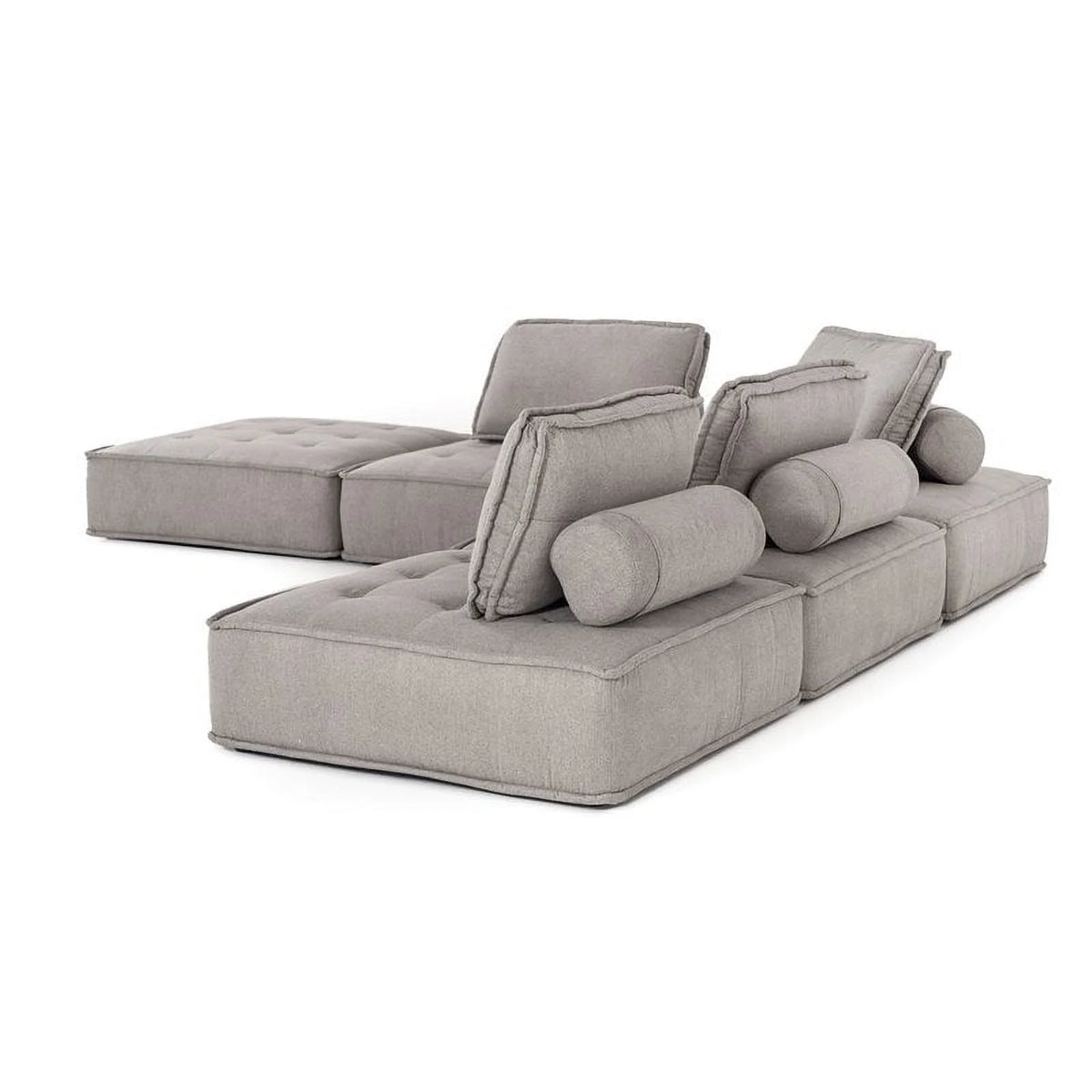 5-Piece Modern Fabric Modular Sectional Sofa in Gray J6228