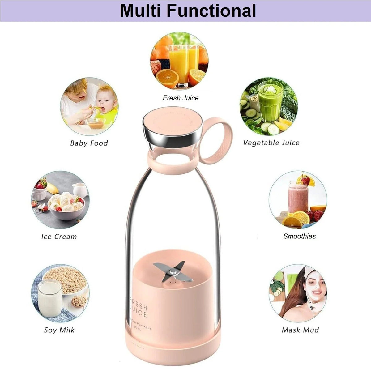 Electric Portable Blender Bottle Juicer Cup Personal Blender Mini Juicer Fruit Blenders Bottle V13240
