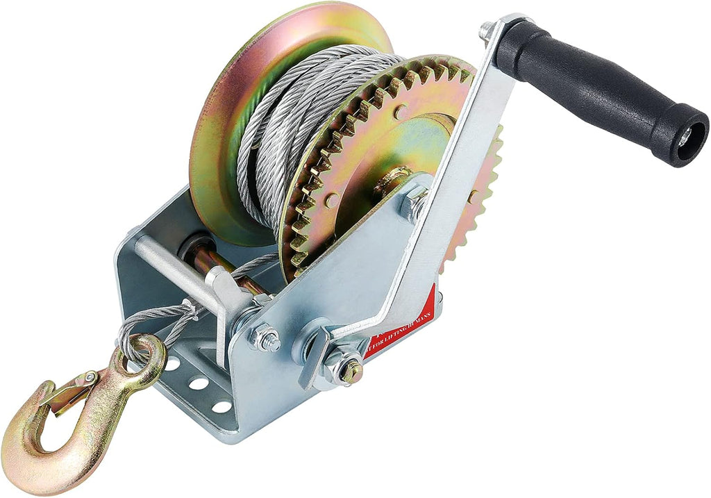 Heavy Duty Hand Winch with 49ft Steel Cable 1600lbs Capacity Pack of 2 O6278