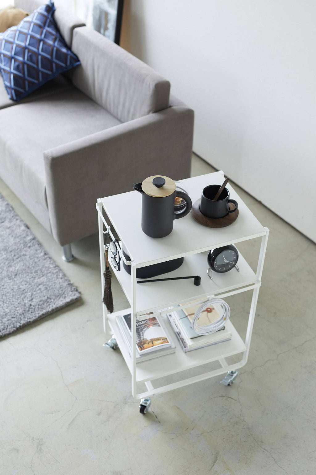Black Steel Three-Tier Rolling Server Cart W94695