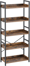5 Tier Wood Bookshelf with 4 Hooks T41669