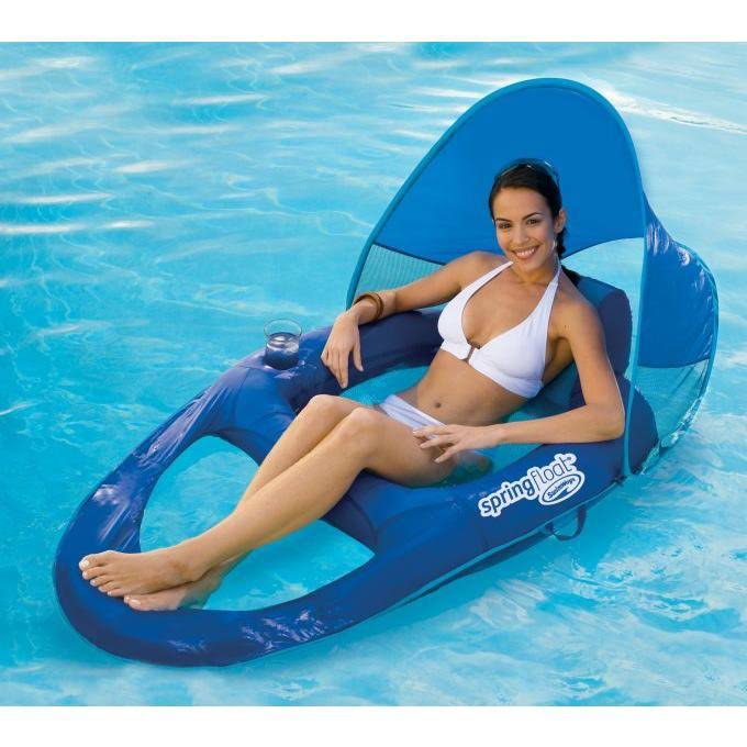 Blue 6 Pack Pool Lounge Chair with Sun Canopy X282