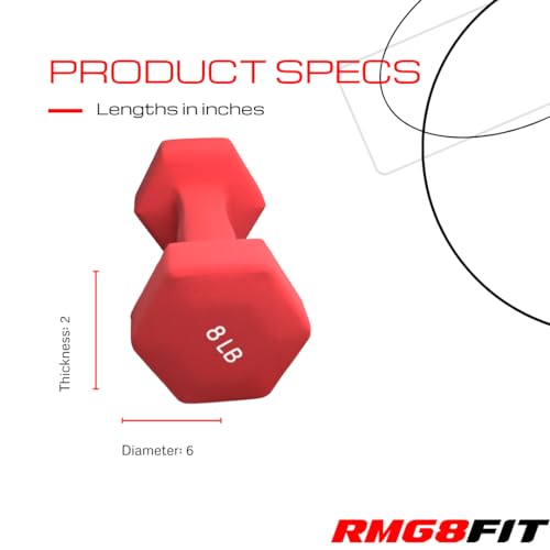 Neoprene Coated Dumbbell Hand Weight Pairs, 2LB, 4LB, 6LB, 8LB X499494