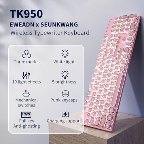 Pink Wireless Mechanical Keyboard with White Backlit N44369