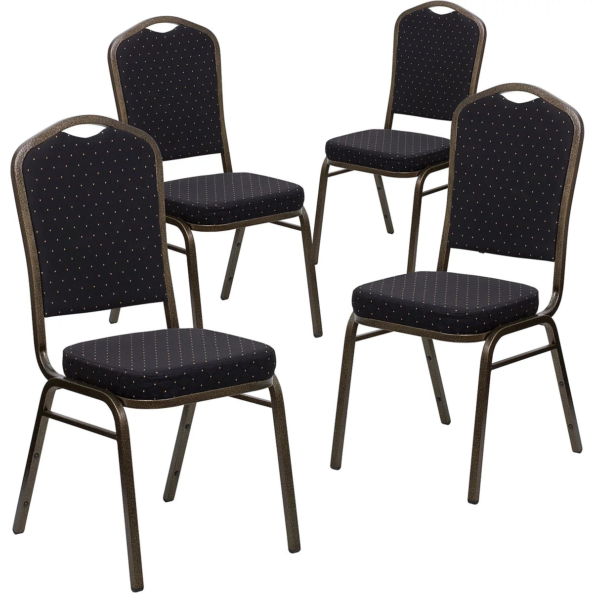4 Pack Gold Diamond Patterned Fabric Stacking Banquet Chair A60246