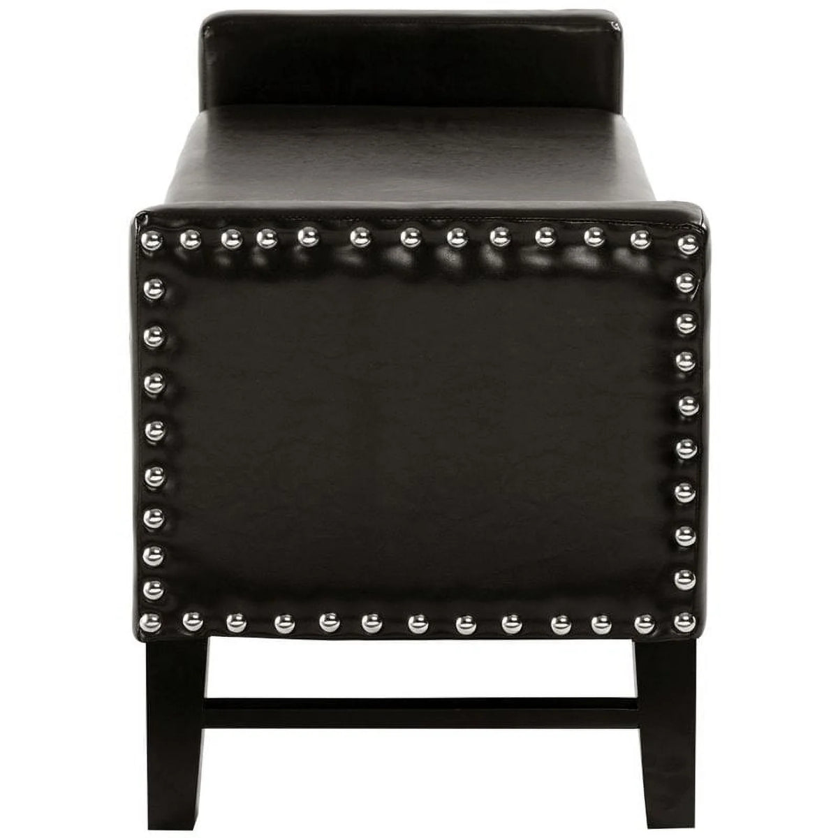 Espresso Faux Leather Storage Bench with Nailhead Trim B1717