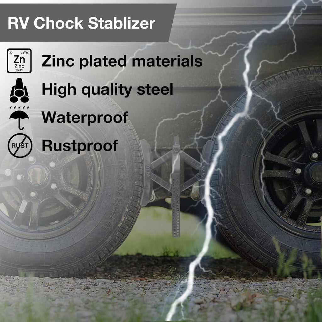 Camper Wheel Chock Stabilizer 2 Sets, RV Tire Scissor Locking X Chock, Pack of 2 Y115
