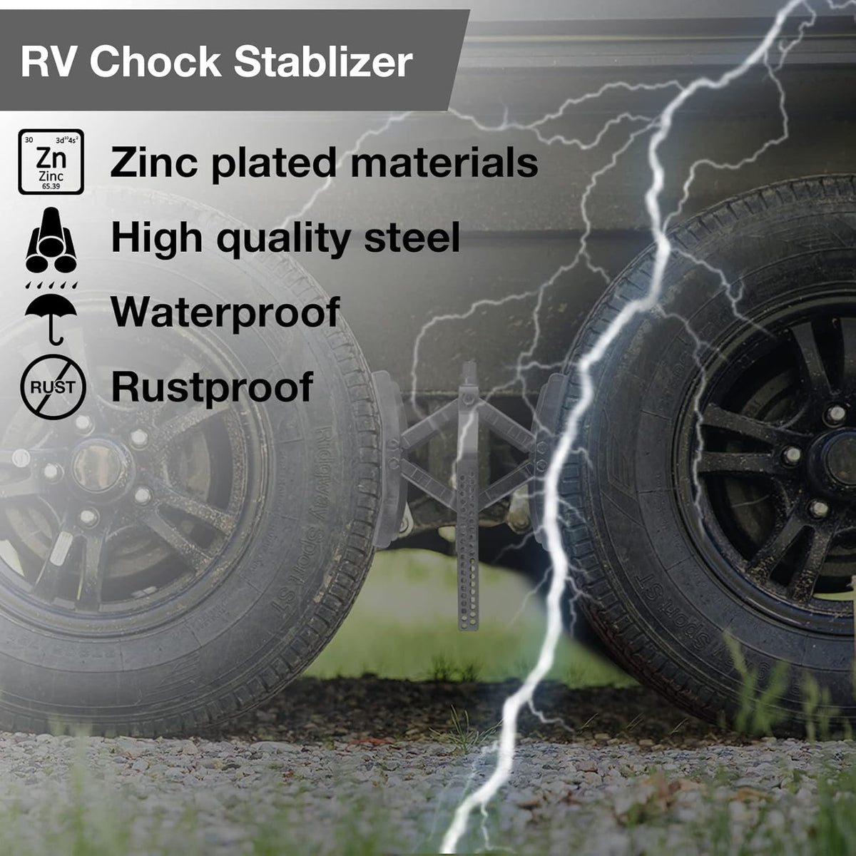 Camper Wheel Chock Stabilizer 2 Sets, RV Tire Scissor Locking X Chock, Pack of 2 Y115