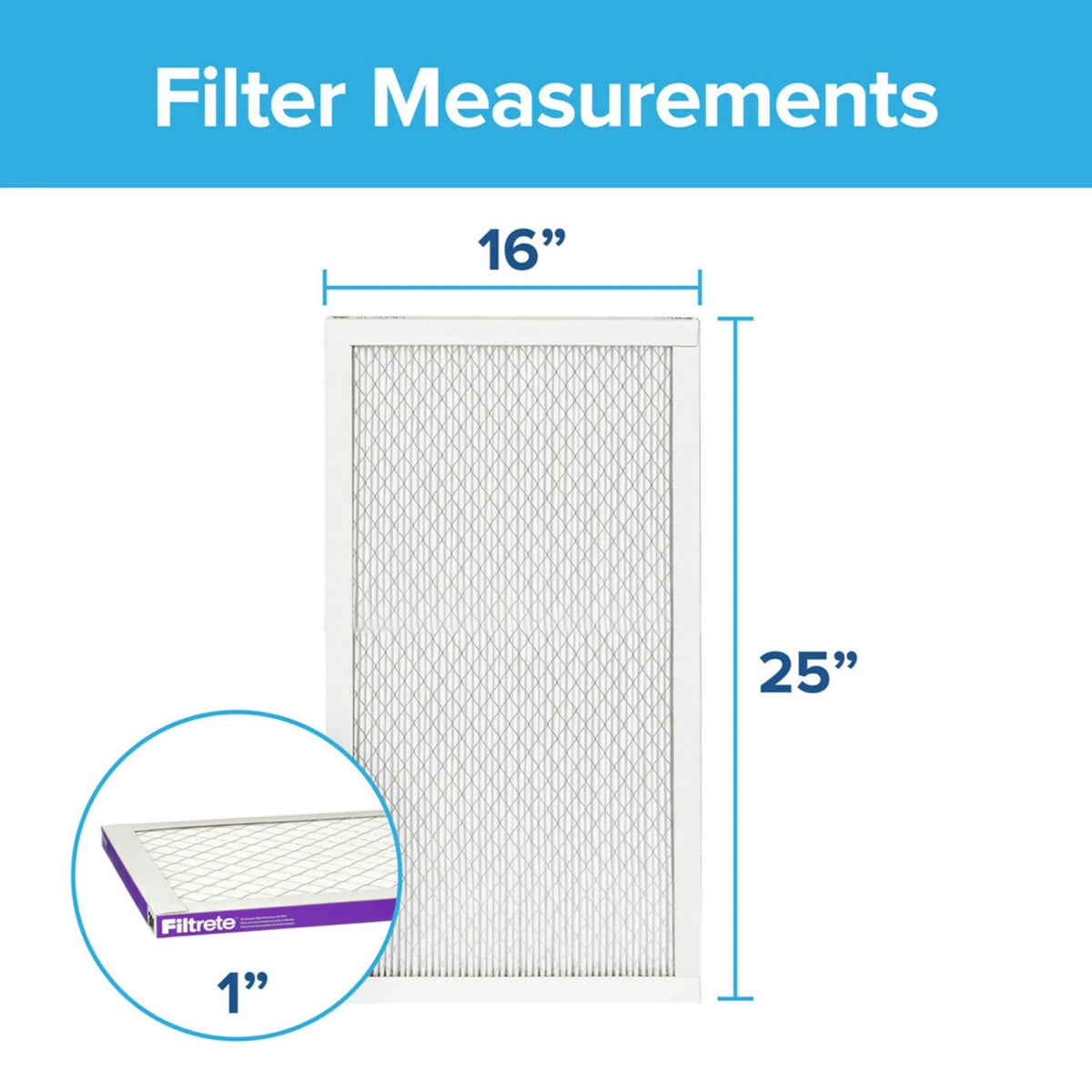 16x25x1 Air Filter, MERV 12, 2 Filters Z44792
