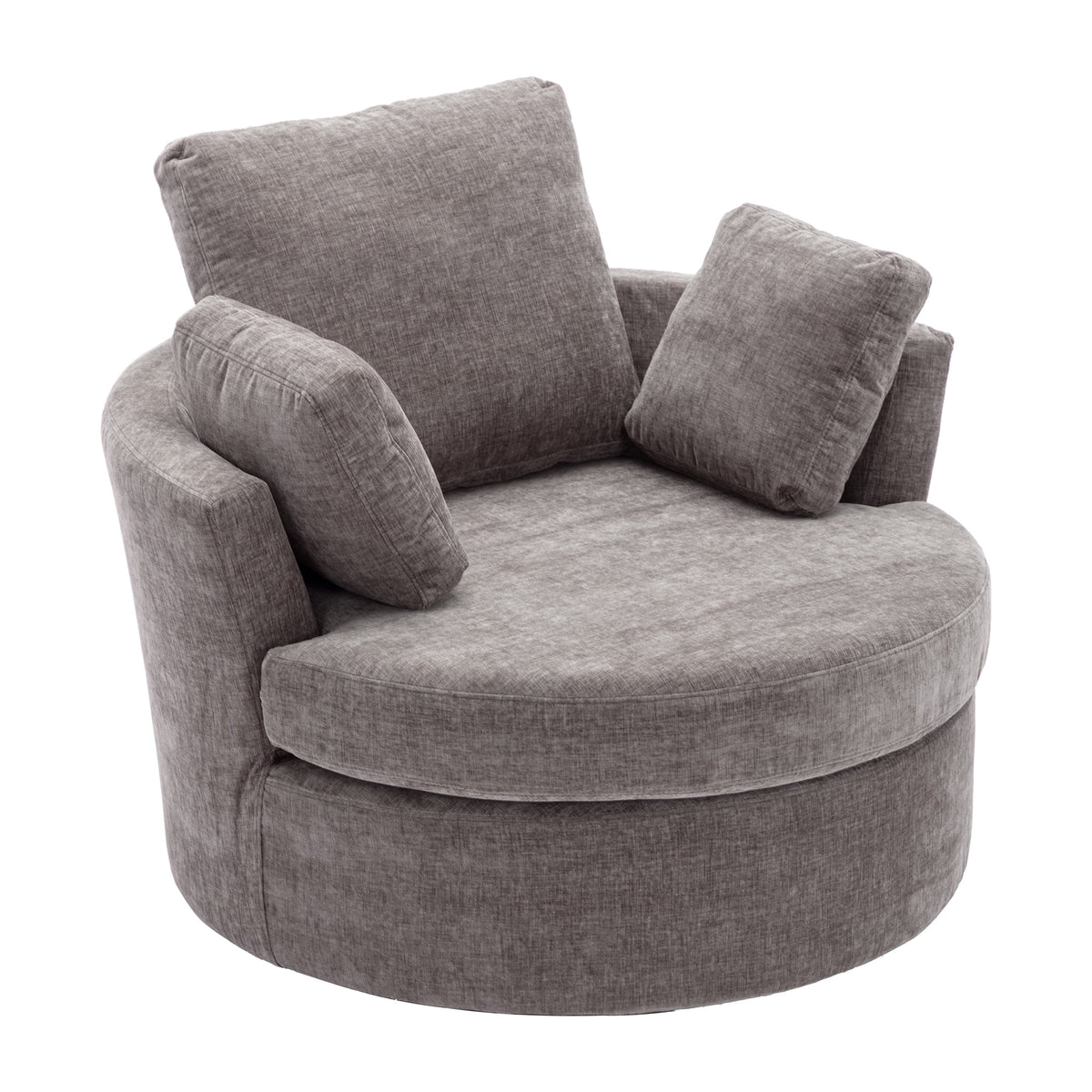 Oversized Round Swivel Accent Chair with 3 Pillows M14959