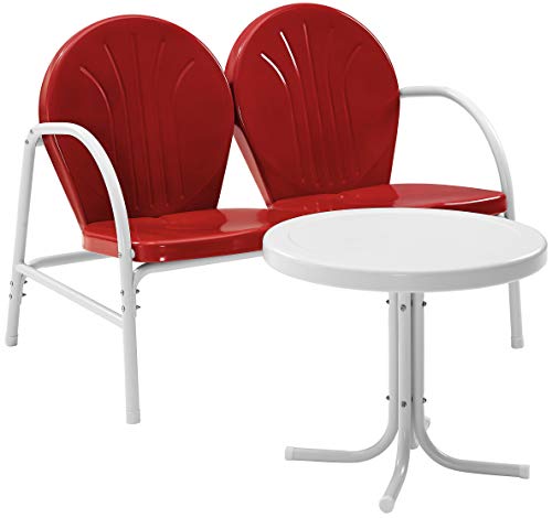 2-Piece Metal Outdoor Conversation Set with Table and Loveseat - Grasshopper Green Z50754