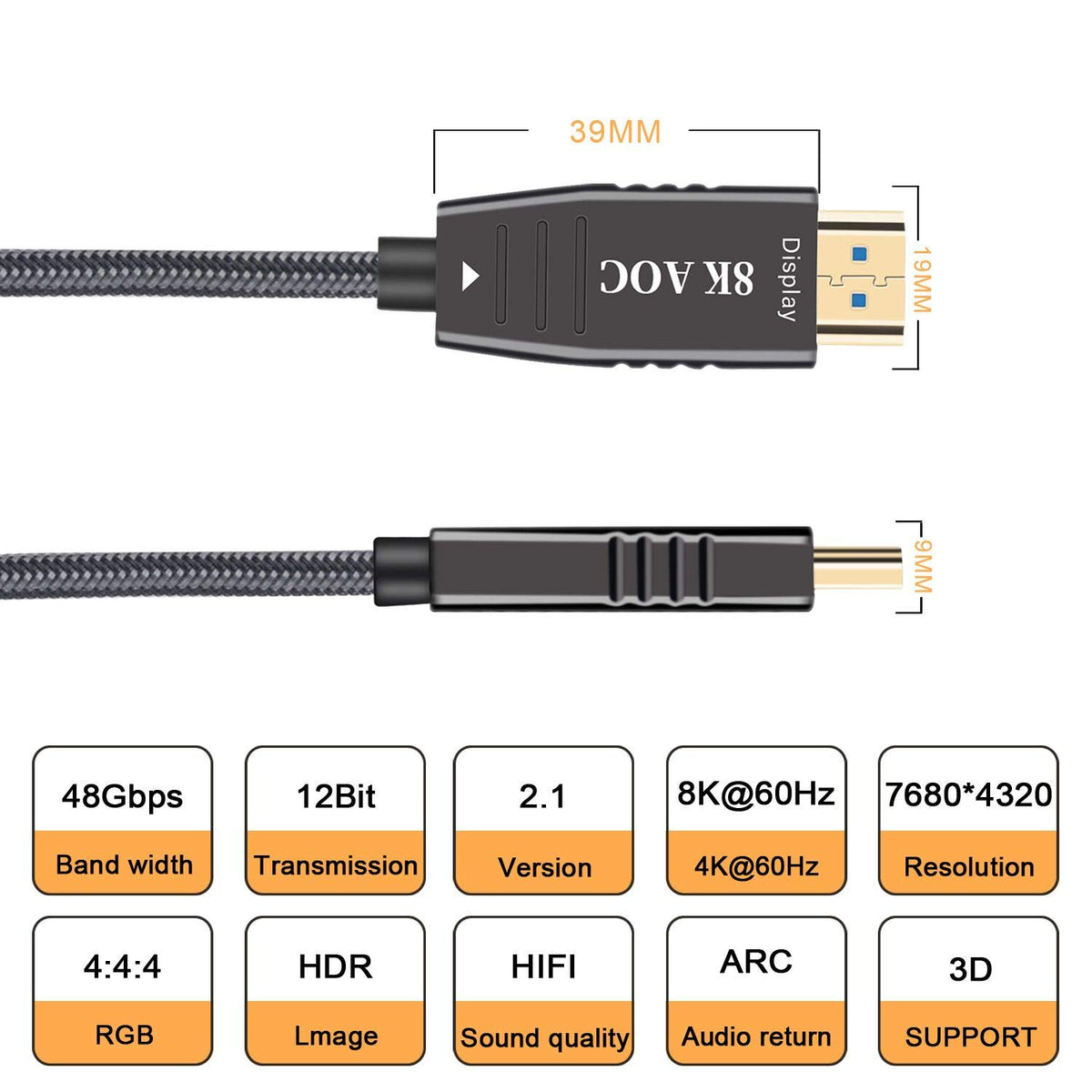 8K Optic Fiber HDMI 2.1 Cable 100FT C39166
