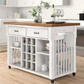 Antique White Kitchen Cart with Wood Base Q553