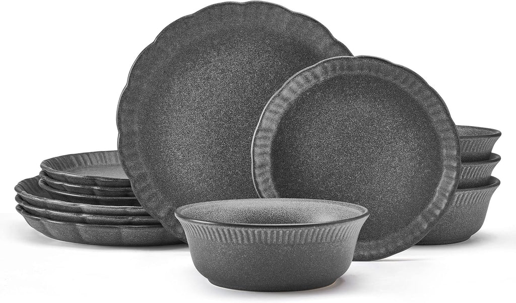 12 Piece Gray Dinnerware Set P489470