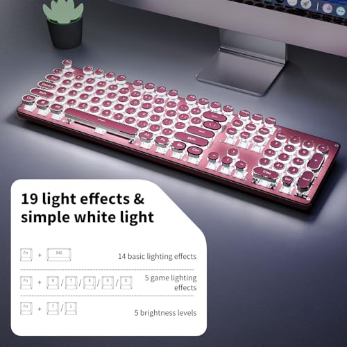 Pink Wireless Mechanical Keyboard with White Backlit N44369