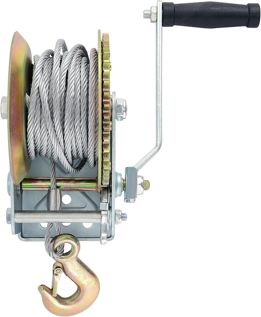 Heavy Duty Hand Winch with 49ft Steel Cable 1600lbs Capacity Pack of 2 O6278