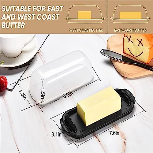 Butter Dish with Lid, Airtight Plastic Butter Keeper Tray H283